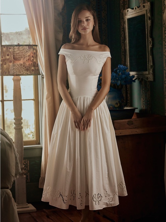 House of CB Dresses & Skirts - House of Cb LAUREN White Cotton Broderie Anglaise Boat Neck Maxi Dress